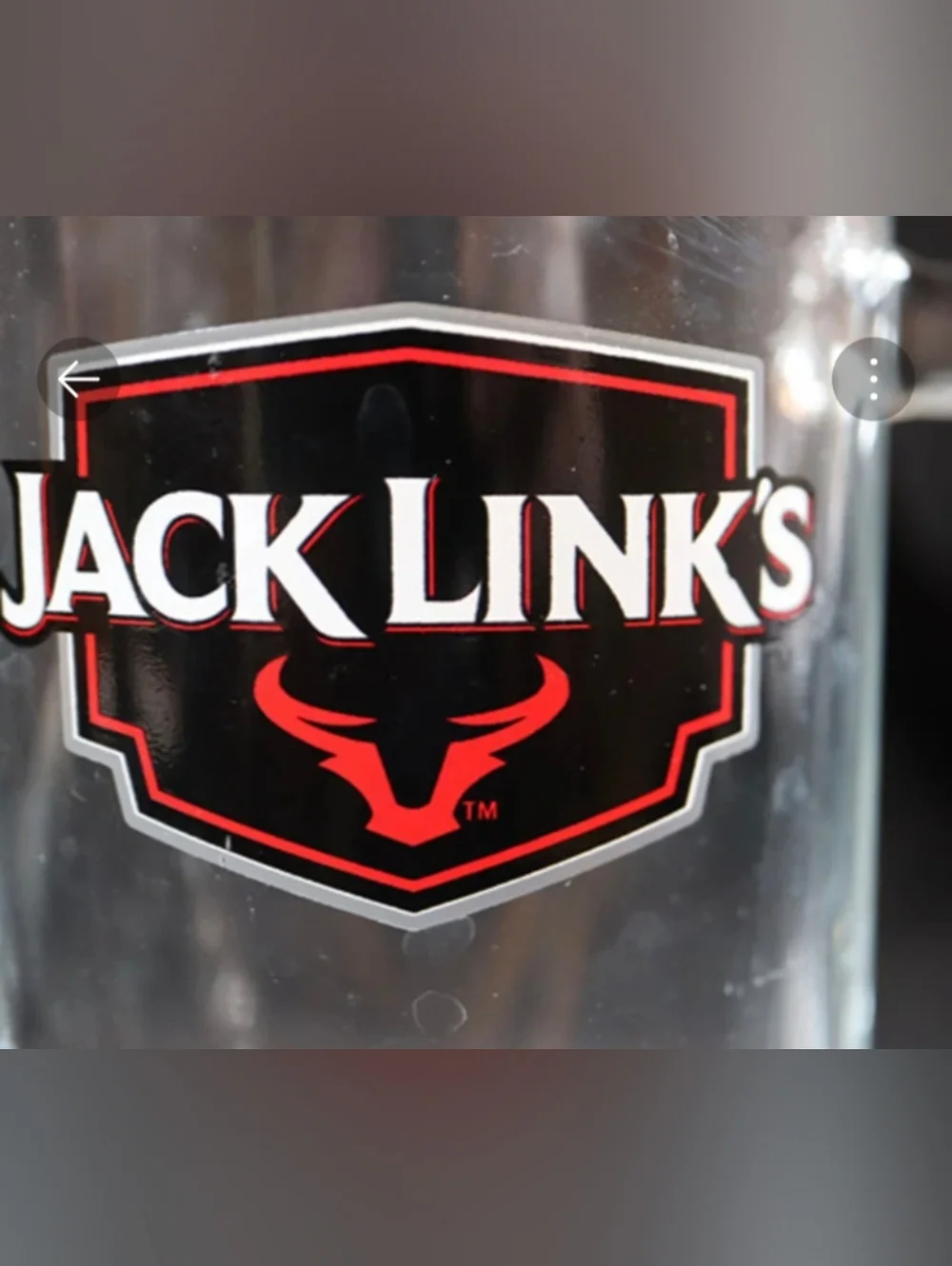 Jack Link's Collectible Beer Mug Cup Heavy Duty Clear Glass 16 oz.